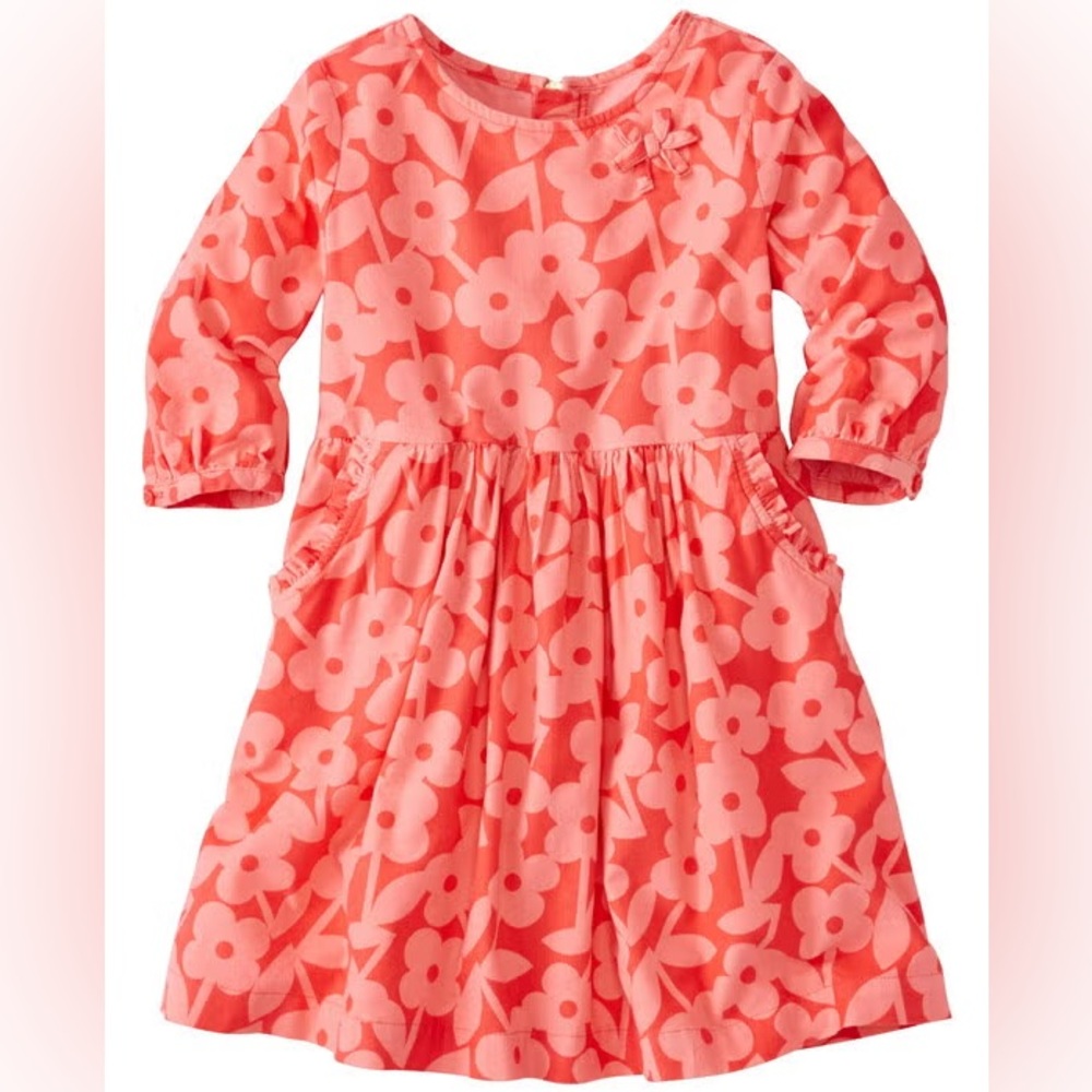 Hanna Andersson Playful Pink Girls Scandi Floral Pincord Dress Size 8